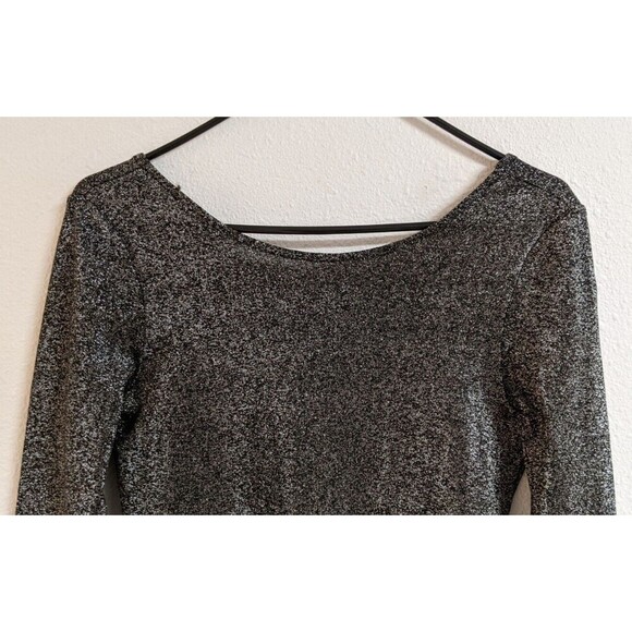 Women's DIVIDED H & M Black/Silver Metallic Scoop Back Holiday/Party Dress 8 - Picture 2 of 8